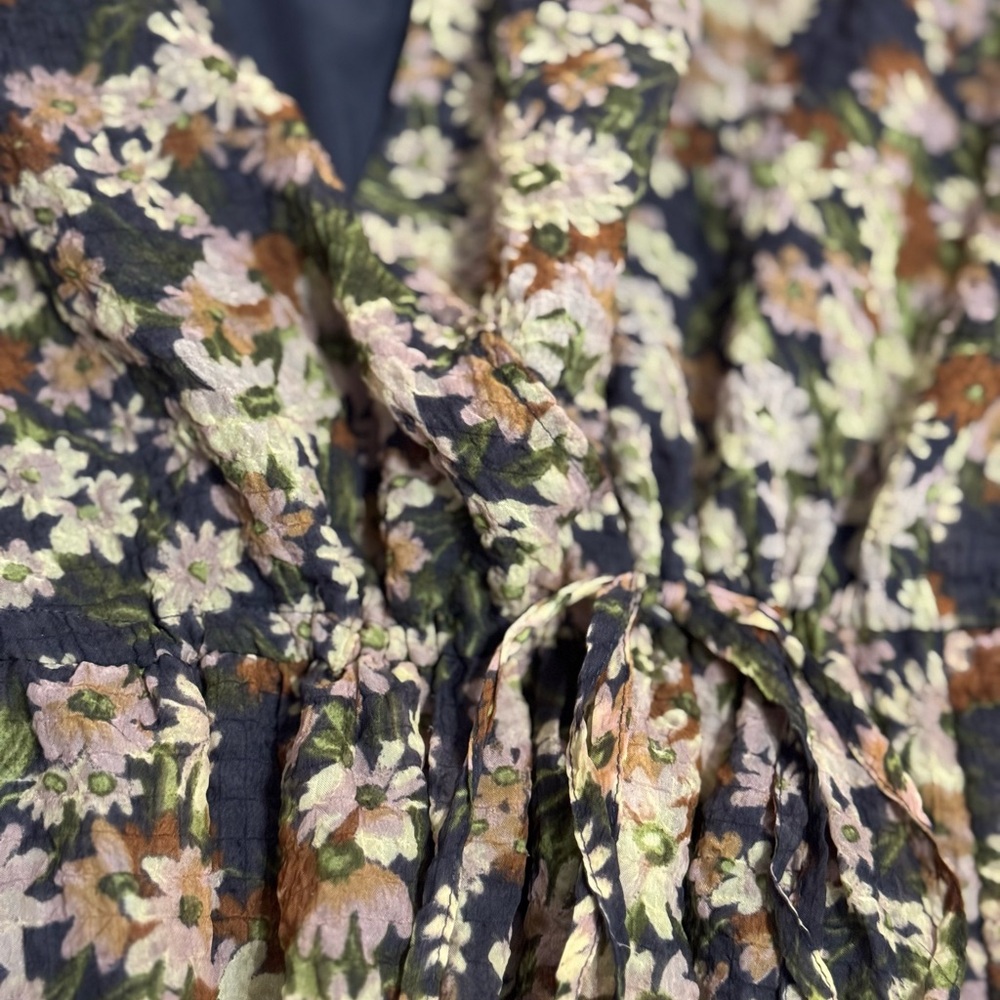 Madewell Floral Long Sleeve Dress - Black and Tan - Picture 3 of 6